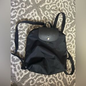 Le Pliage black (with green flap) Nylon Backpack